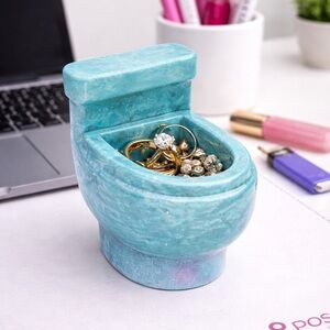 Mini Toilet handmade trinket dish  teal – FunnCustom Decor